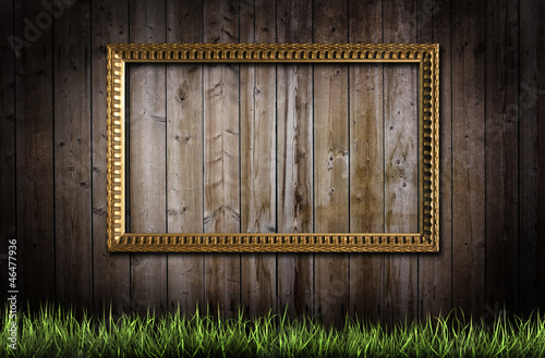 Photo: Frame and grass over background Frame and grass over background