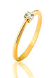 Wedding ring with diamond on white background.