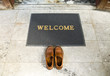 Welcome cleaning foot carpet with shoes