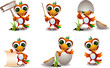 cute parrots cartoon set