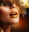 Luxury Golden Makeup. Beautiful Professional Holiday Make-up