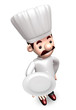 Holding the dish chef a plate. 3D Chef Character Design