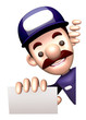 Man showing a business card. 3D Business Man Character Design