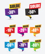 soldes, réduction, étiquettes promo, vente flash
