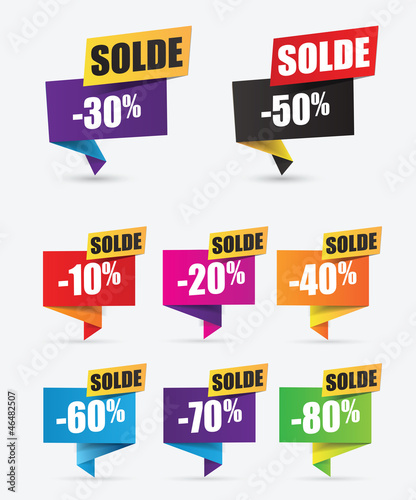Vector: soldes, réduction, étiquettes promo, vente flash soldes, réduction, étiquettes promo, vente flash