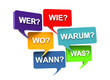 W-Fragen in Sprechblasen