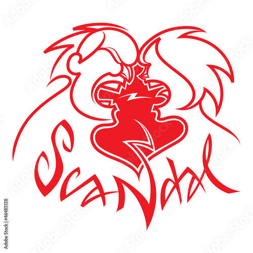Vector: Scandal family scene scream couple husband wife divorce Scandal family scene scream couple husband wife divorce