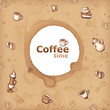 Background with coffee stains and drawings
