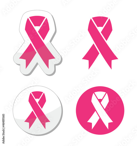 Vector: Vector set of pink ribbons symbols for breast cancer awareness Vector set of pink ribbons symbols for breast cancer awareness