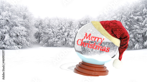 Photo: Christmas snow globe on snowy field Christmas snow globe on snowy field