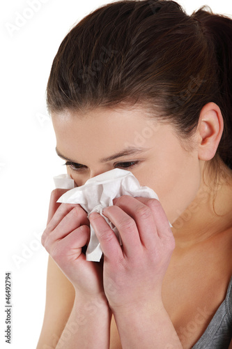 Photo: Teen woman with allergy or cold Teen woman with allergy or cold