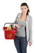 Happy woman with shopping basket
