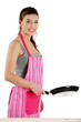 Smiling caucasian female dressed in apron