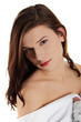 Young beautiful woman in bathrobe