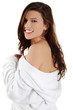 Young beautiful woman in bathrobe