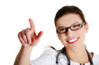 Doctor pointing something on abstract screen