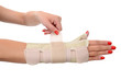 Trauma of wrist in brace.