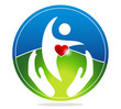 Healthy human and healthy heart symbol.