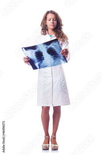 Photo: Female doctor with x-ray scan Female doctor with x-ray scan