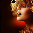 Luxury Golden Makeup. Beautiful Professional Holiday Make-up