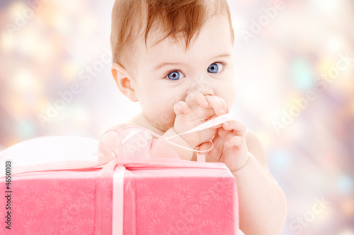 Photo: baby boy with gift box baby boy with gift box