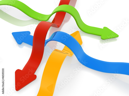 Illustration: dynamic business concept with crossing arrows dynamic business concept with crossing arrows