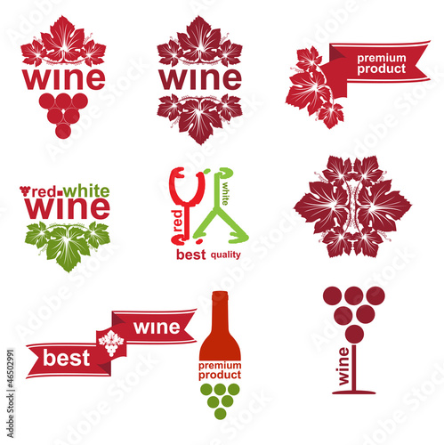 Vector: Set of vintage and modern wine elements labels for restaurant an Set of vintage and modern wine elements labels for restaurant an
