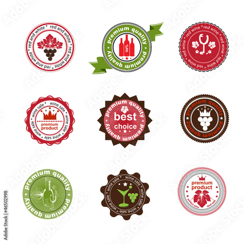 Vector: Set of vintage and modern wine elements labels for restaurant an Set of vintage and modern wine elements labels for restaurant an