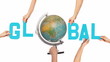 Word GLOBAL with a spinning globe for the O