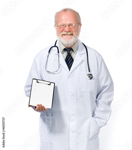 Photo: smiling doctor with health record smiling doctor with health record