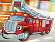 The fire truck to the rescue -illustration for the children