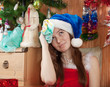 Woman   having hangover at home