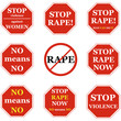 STOP Rape and Violence Against Women sign.
