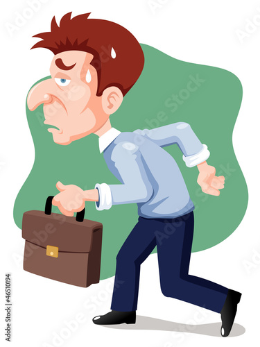 Vector: illustration of cartoon businessman tired illustration of cartoon businessman tired