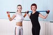 two fitness women doing exercises