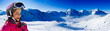Ski, snow, sun and winter fun - happy  young skier