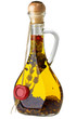 bottle of olive oil with herbs and spices