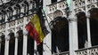 Belgian Flag waving at Broodhuis, Grand Place, in Brussels
