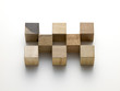 various wooden cubes on a white background