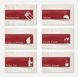 Set of 6 business cards. For cafe and restaurant_ red