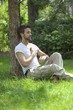Photo: zen man taking his heartbeat zen man taking his heartbeat