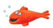 Funny organge fish with bubbles