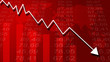 Arrow graph going down on a red background