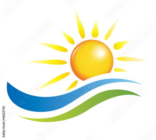 Vector: illustration of sunset view with island and sea beach illustration of sunset view with island and sea beach