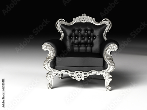 Illustration: Royal armchair with silver frame, furniture Royal armchair with silver frame, furniture