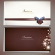 Collection of gift cards and invitations with ribbons. Vector ba