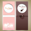 Collection of gift cards and invitations with deers. Vector back
