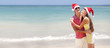 young beautiful couple on tropical bali beach.honeymoon