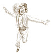 (vintage) screaming dancer - hand drawing