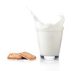 Splash of milk with various grain biscuits